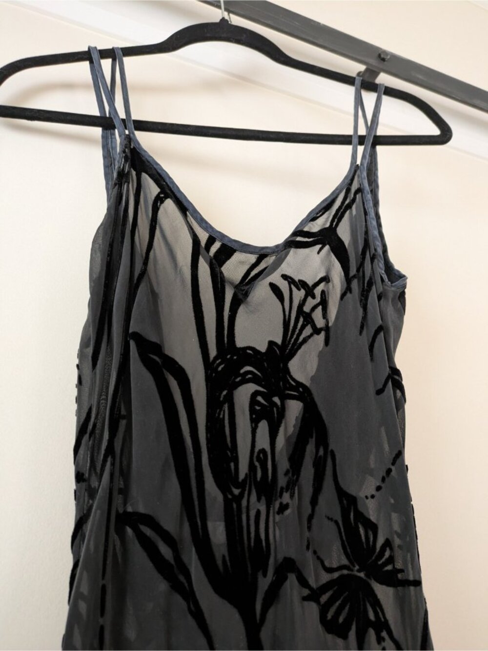 Victoria's Secret Slip Silk Blend Nightgown Dress Black S Sheer Burnout Y2K Goth - Picture 4 of 8